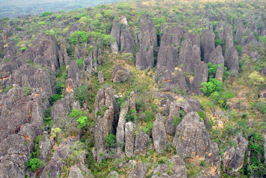 Arial view of Cidade das Pedras within the João Basso Ecological park outside Rondonópolis.